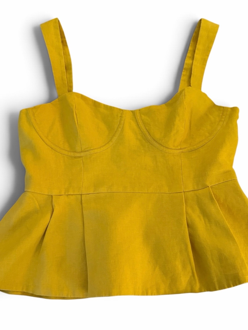 Reformation Yellow Linen Peplum Corset Top Size 12